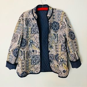 Vintage Bonworth Reversible Quilt Jacket Large Floral Paisley Geometric EC